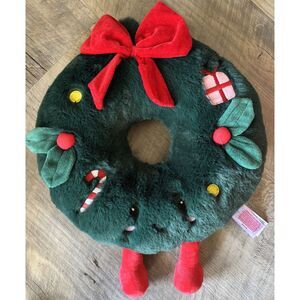 Holiday Soft Plush Whimsical Hanging Wreath Pillow Throw Pillow Decor 12"x16"